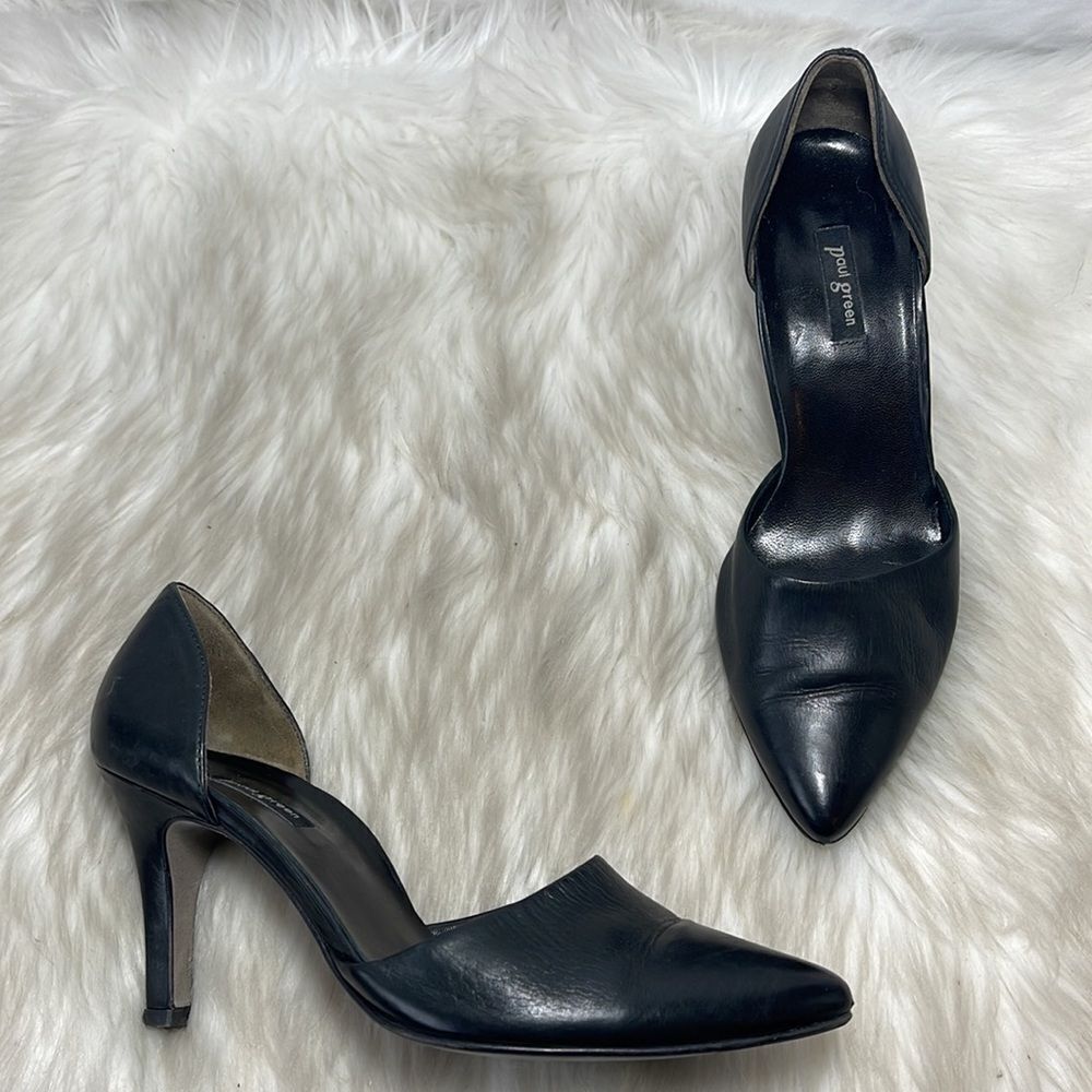 Paul Green Black Leather Cutaway Heel Sz.7.5